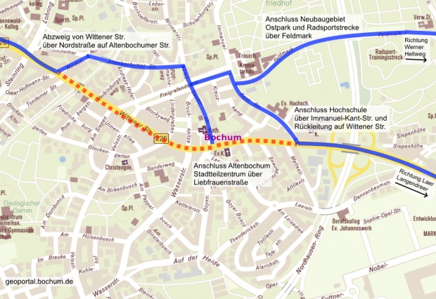 Die von der CDU vorgeschlagene Alternative zum Radweg auf der Wittener Straße